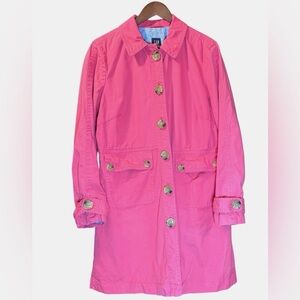 GAP Bright Pink Classic Button-Front Trench Coat